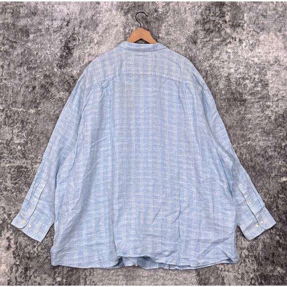 New Tommy Bahama Shirt 5XLB Mens Blue Ventana Plaid Linen Button Up Big Tall - Picture 3 of 8